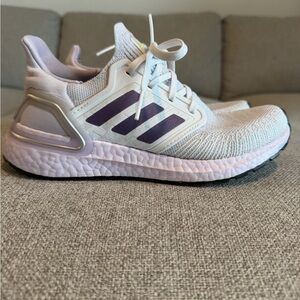 Adidas Ultra Boost White and Lavender Running Shoes